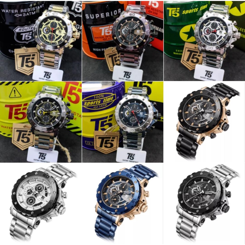 JAM TANGAN PRIA | T5 H 3702G | T5H3702G | RANTAI STAINLESS | ORIGINAL