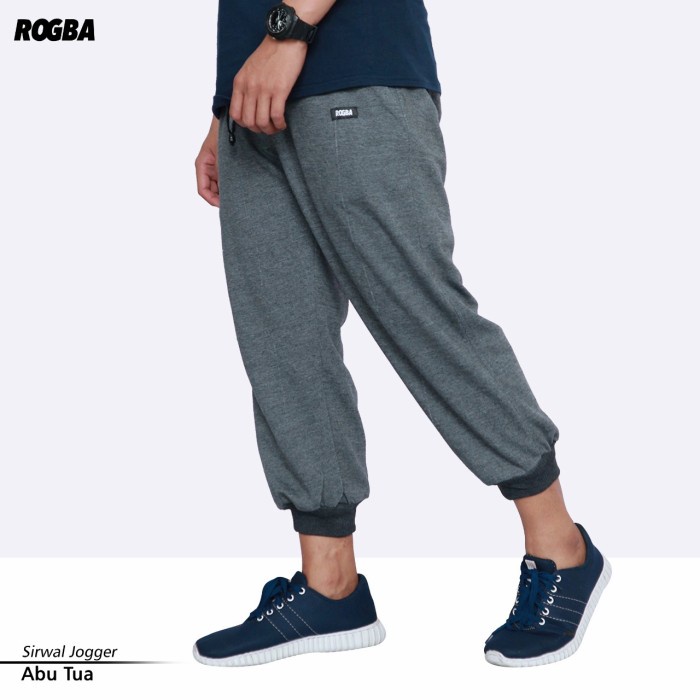 Sirwal Jogger Pria - Celana Sirwal Training Pria - Hitam Rogba - abu tua, M (G0U7) Promo Polos Train