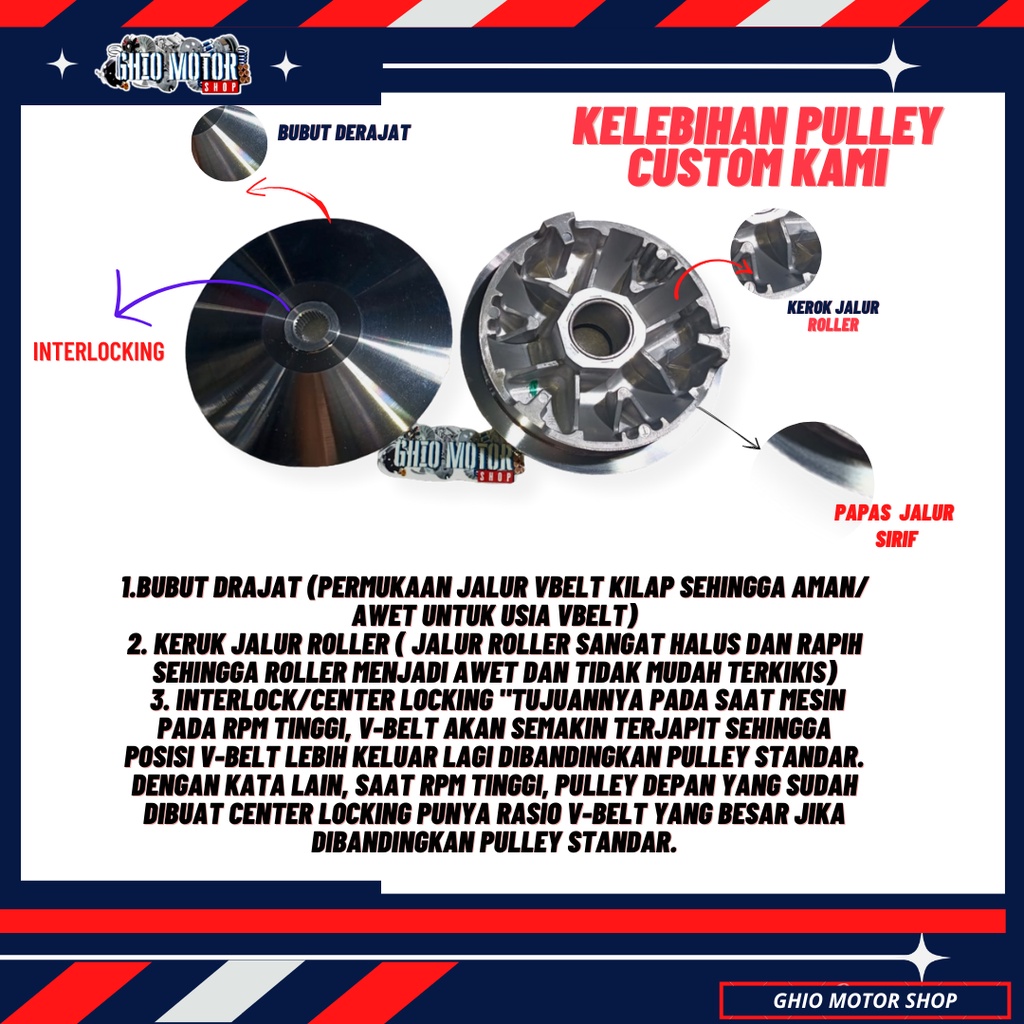 Pulley puly Rumah Roller custome Vario 125 KZR Big pully Vario 125 &amp; 150 Big pulley Vario 125 old New &amp; Vario 150/ Rumah Roller Costume Vario 125 &amp; 150