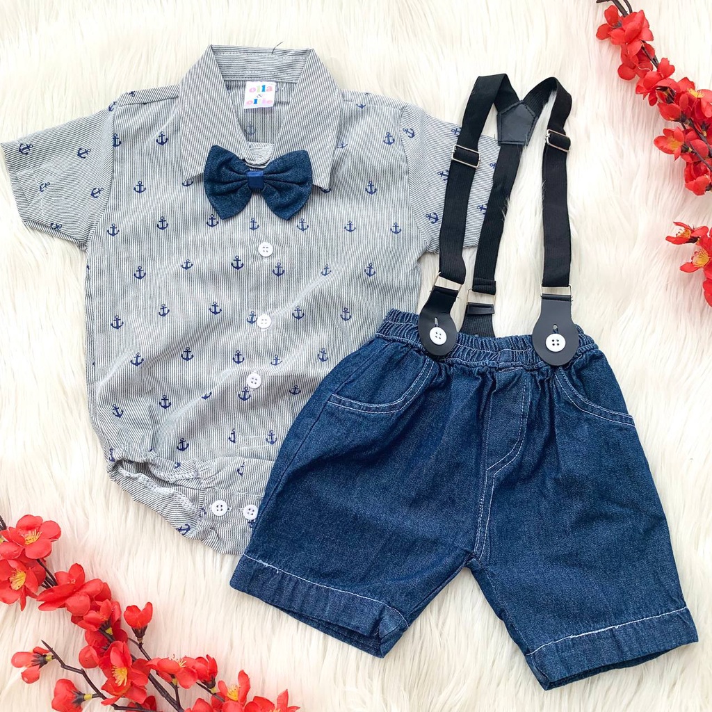 Baju setelan jumper celana dasi jeans bestseller fashion anak bayi cowok laki baby boy murah -anc