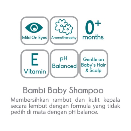 Bambi Baby Shampoo Aloe Vera, Candlenut &amp; Celery 100ml / Shampoo Kandungan Lidah Buaya, Kemiri, Seledri untuk Menebalkan Rambut