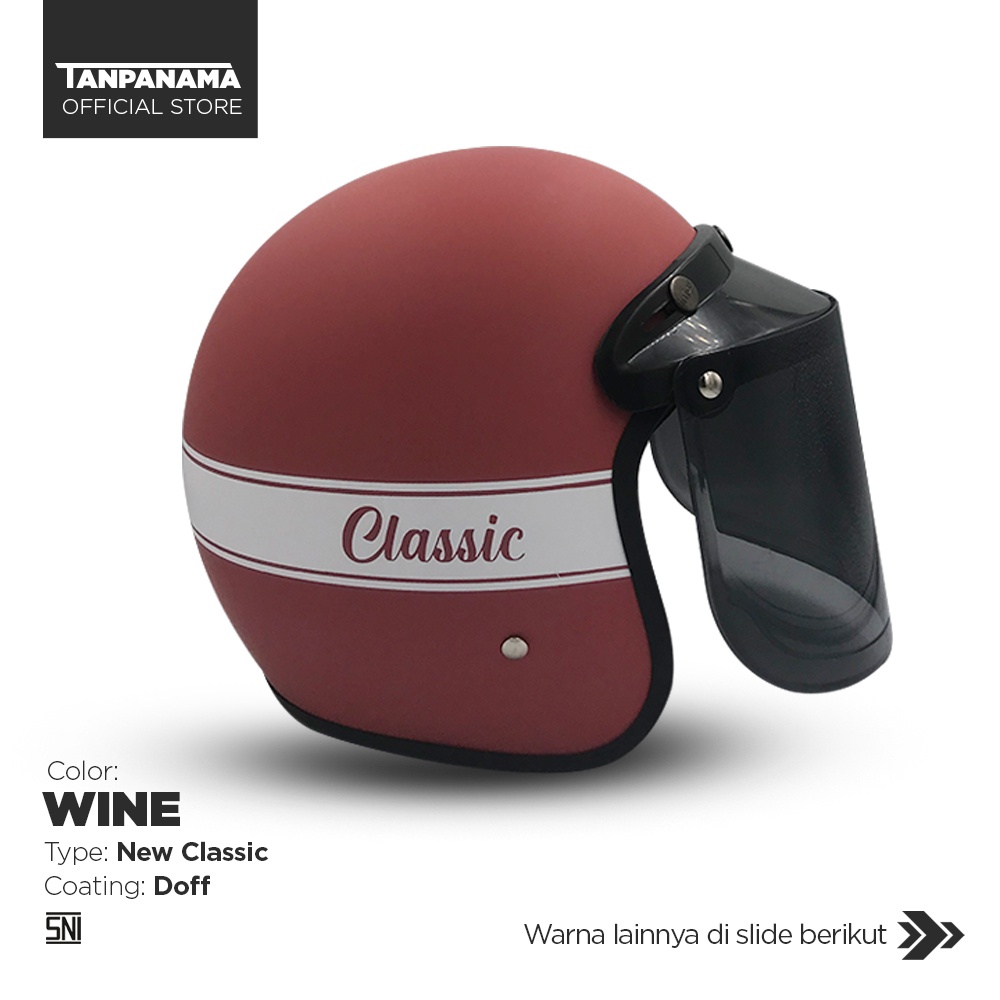 Tanpanama Helm - Helm Bogo New Classic Warna Mid Reguler / Helm Retro Dewasa SNI