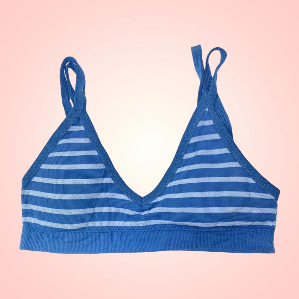 GO!BR1048 Bra BH Sport Wanita Motif Garis-Garis Sport Bra Tanpa Kawat Import