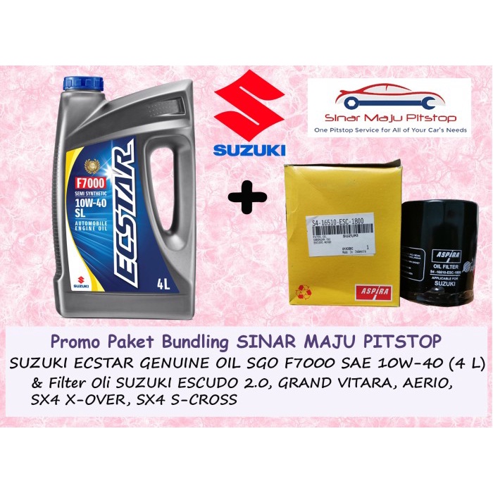 Paket Oli SGO ECSTAR 10W-40 & Filter Mobil SUZUKI ESCUDO 2.0 & AERIO ORIGINAL