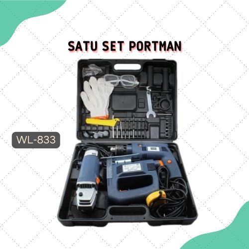 JISHUO SATU SET ANGLE GRINDER + GERGAJI PORTABEL + IMPACT DRILL JS-WL883