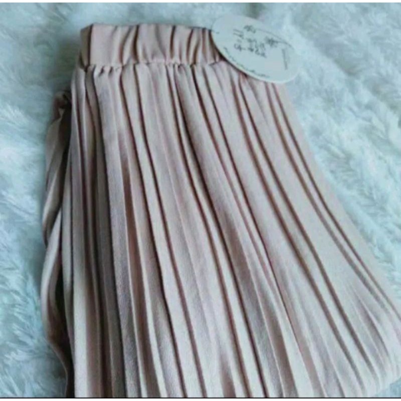 Rok Plisket Jumbo yueshi Import bahan Suede