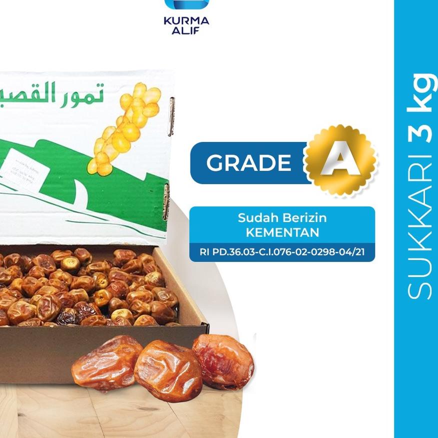 

™ Kurma Sukari Raja Dus 3 Kg Grade A Premium Quality Premium Original ♝