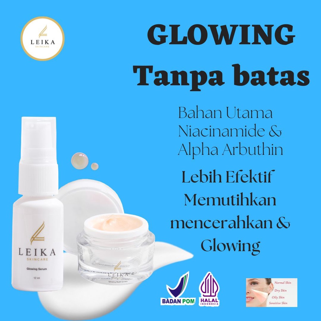 Pemutih Pencerah Kulit Wajah Glowing Night Glowing Serum Leika Skincare Krim Malam Serum Ampuh Efekt