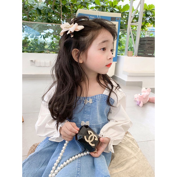 Midi Dress Lengan Panjang Anak Perempuan Fashion Import - Denim Pita