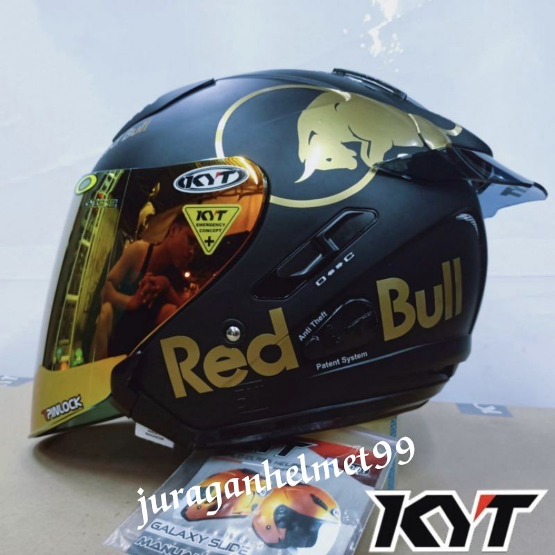 helm half face KYT galaxy paket ganteng red bull