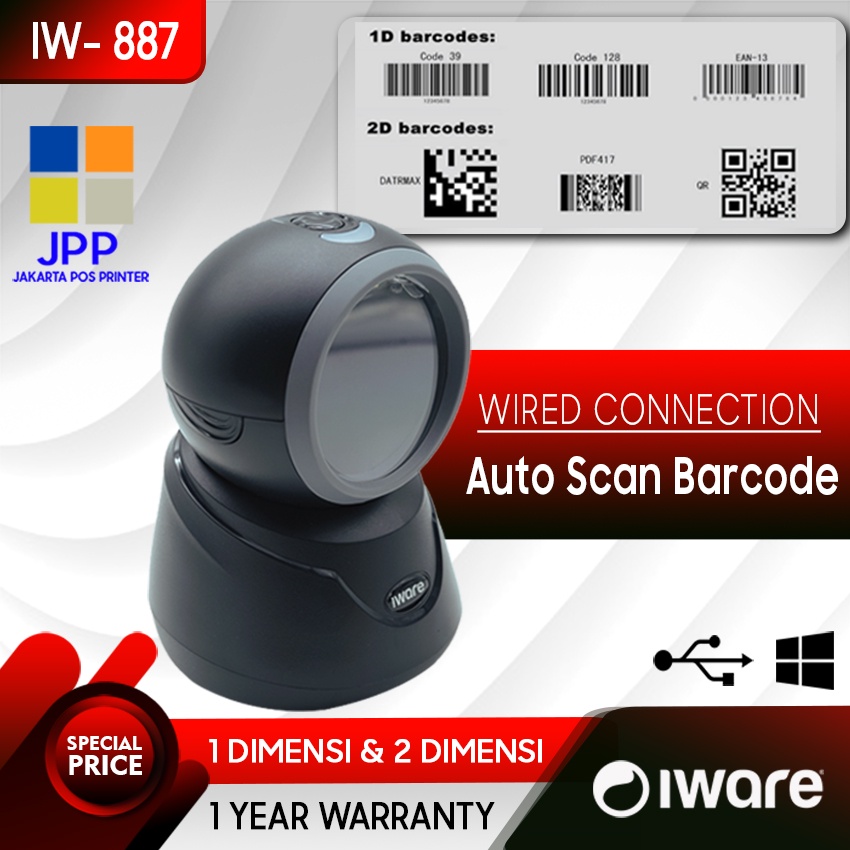 BARCODE SCANNER 2D IWARE IW-887 SCANNER EFAKTUR OMNI BARCODE SCANNER (QR CODE/PDF417/EFAKTUR)