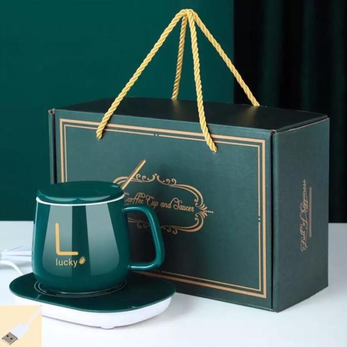 Gelas Keramik Gelas Set Cangkir Pemanas Penghangat Kopi Kado