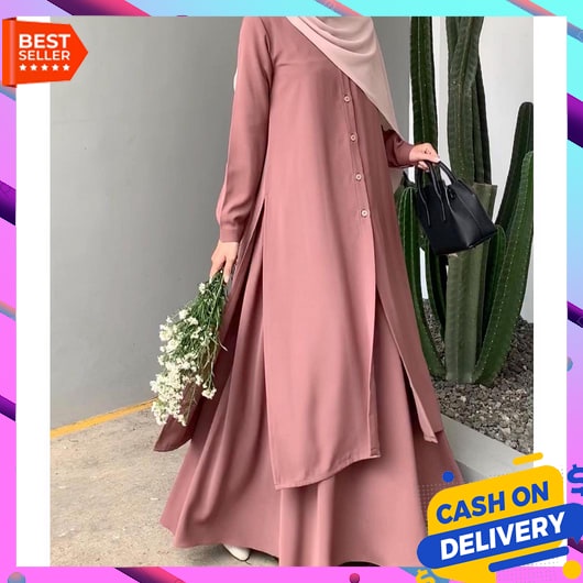 Baju Muslim Oneset Wanita Terbaru 2023 Setelan Idul Fitri Gamis Remaja Dewasa Kekinian Games Ibu Ele