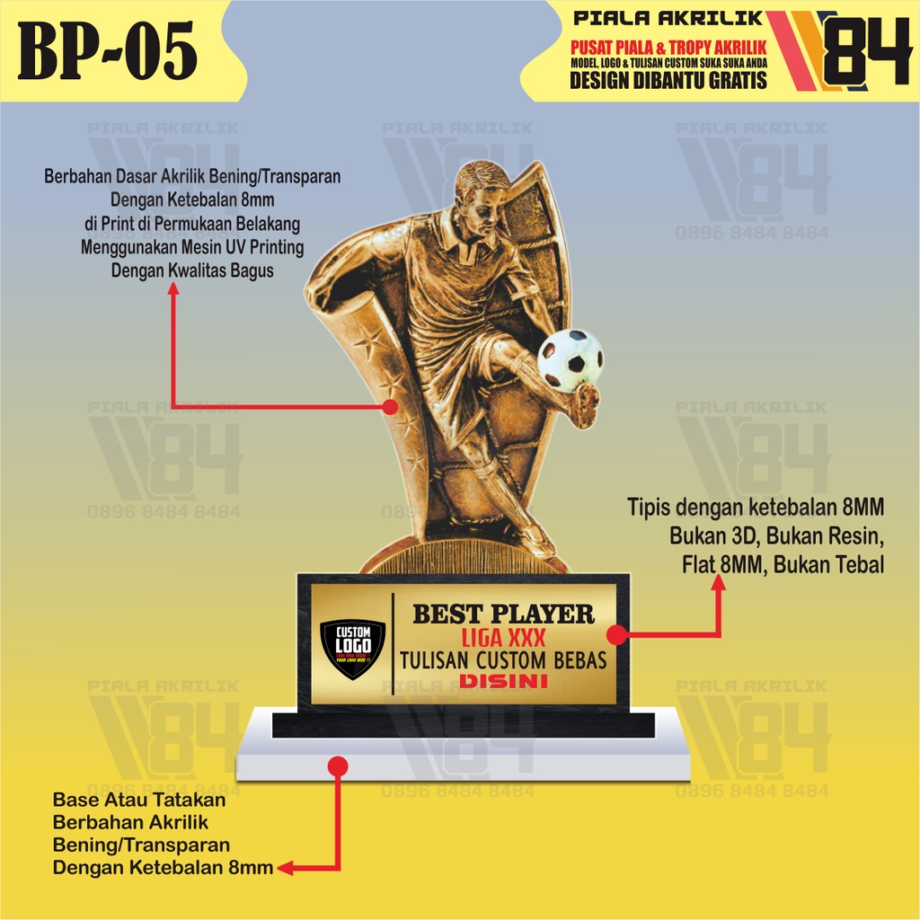 PIALA BEST PLAYER, PIALA PEMAIN TERBAIK, PIALA BOLA TROPHY BEST PLAYER, TROPHY PEMAIN TERBAIK, TROPH