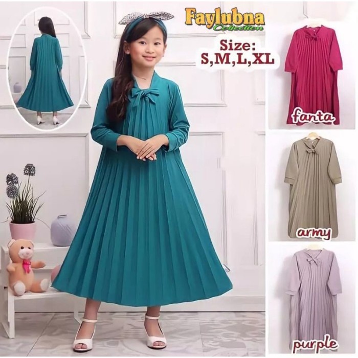 Gamis Anak Murah Gamis Plisket Anak Perempuan 3-10 Tahun Pakaian Anak J7A2 ootd lucu muslimah grosir