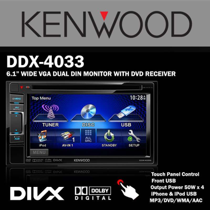 Head Unit Kenwood DDX4033 CD, MP3, MP4, DVD, USB, TOUCH SCREEN SEMI IPAD GOOD QUALITY SOUND REMOTE S