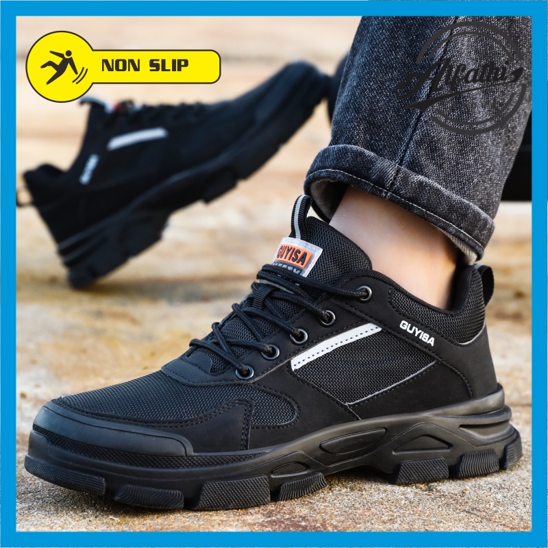 AlFathi Sepatu Safety Sneakers Sport New Guyisa Black Strip