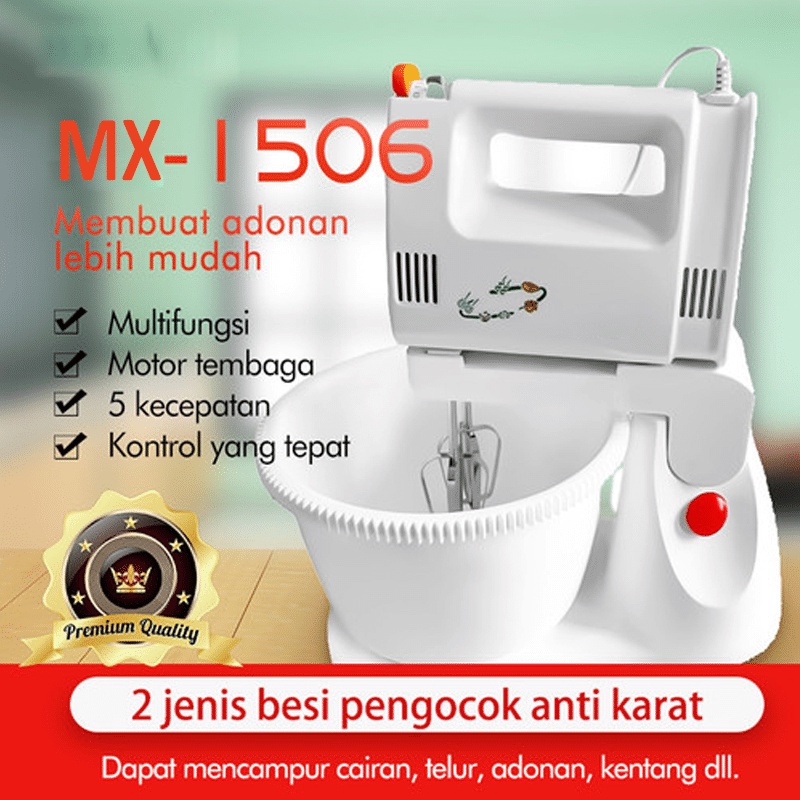 ANG MIXER OMICKO MX1506 STANDING 5 KECEPATAN / MIXER COLOKAN LISTRIK ALAT PENGADUK KUE SET MANGKOK