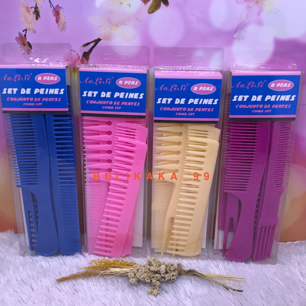 (1 SET ISI 8 PCS) SISIR RAMBUT SET WARNA ADA 8 MACAM BENTUK SISIR / SISIR 8 PCS / SISIR SET / SISIR PRIA WANITA ANAK / SISIR SET SALON LENGKAP / SISIR ISI 8 PCS / SISIR WARNA SET / SISIR WANITA