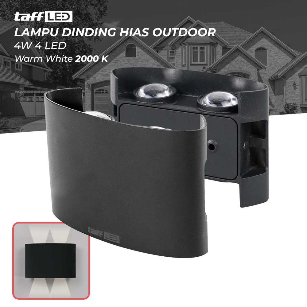 TaffLED Lampu Dinding Hias Outdoor Decorative Lamp 4W 4 LED Warm White - B053 - Black