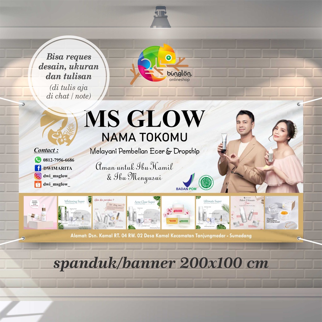 Spanduk, Banner MS Glow Agen, Reseller (Model New)