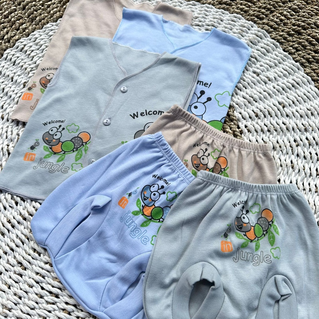 3pcs baju bayi lengan kutung+ celana pop bayi baru lahir baju stelan warna gift bayi