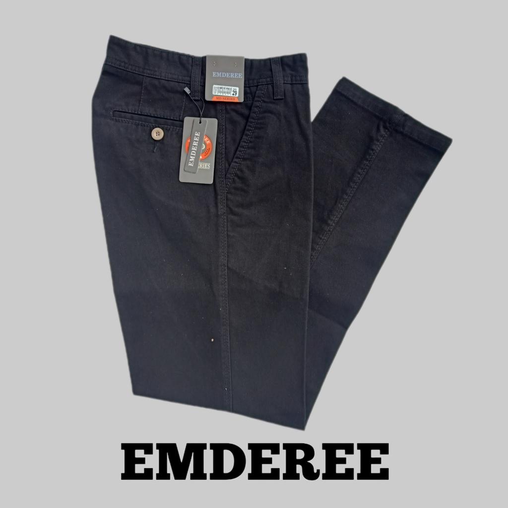 Celana Panjang Pria Reguler EMDEREE Formal 100 % Original Bahan Katun Kanvas Jumbo Standar Ukuran 27