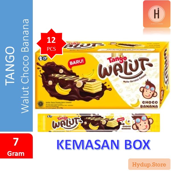 

Tango Walut Choco Banana Wafer Salut Cokelat Pak isi 12 Kemasan 7 Gram