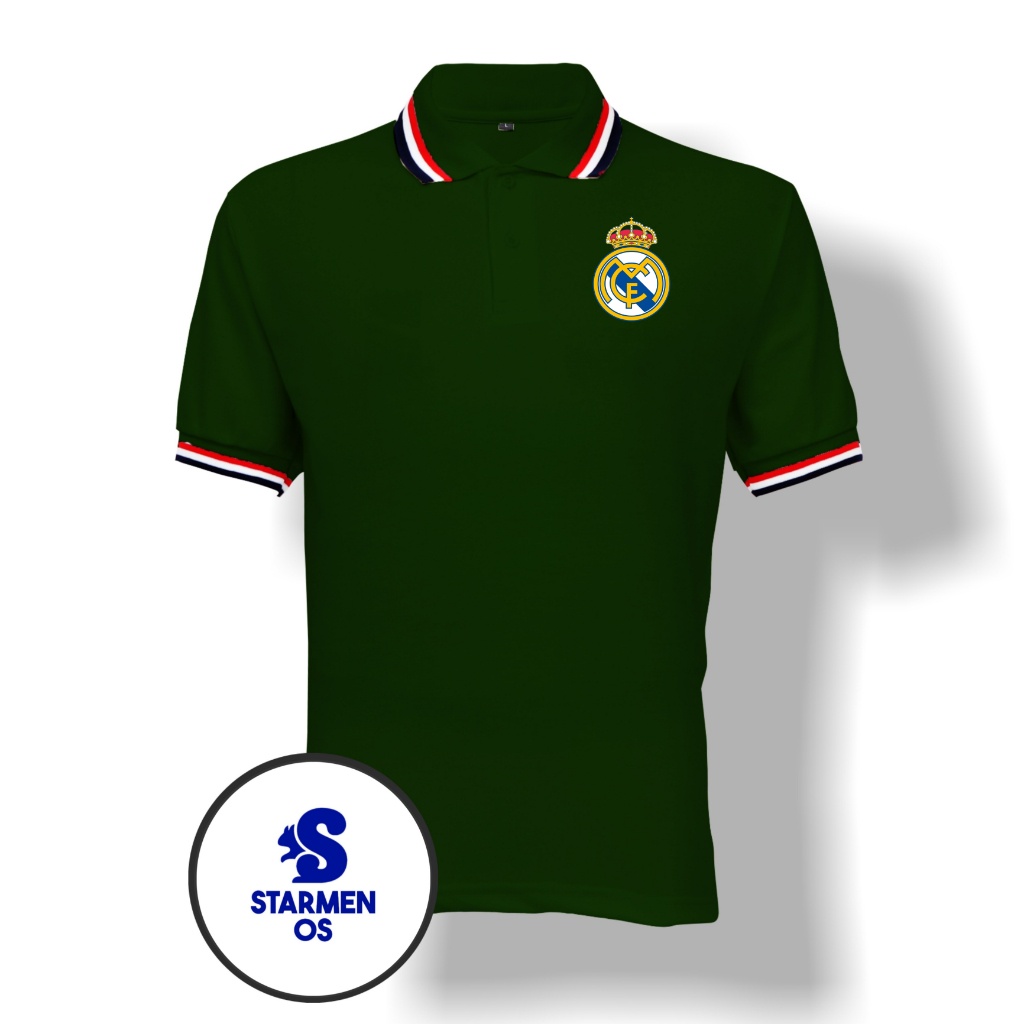 Kaos Wangki Polo T-Shirt Pria Kerah 3 List Logo REAL MADRID