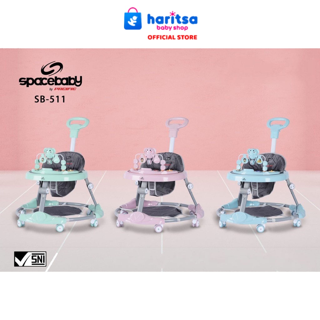 Baby Walker Spacebaby Alat Bantu Jalan SB 511 Musik Terbaru Free Bubble Wrap