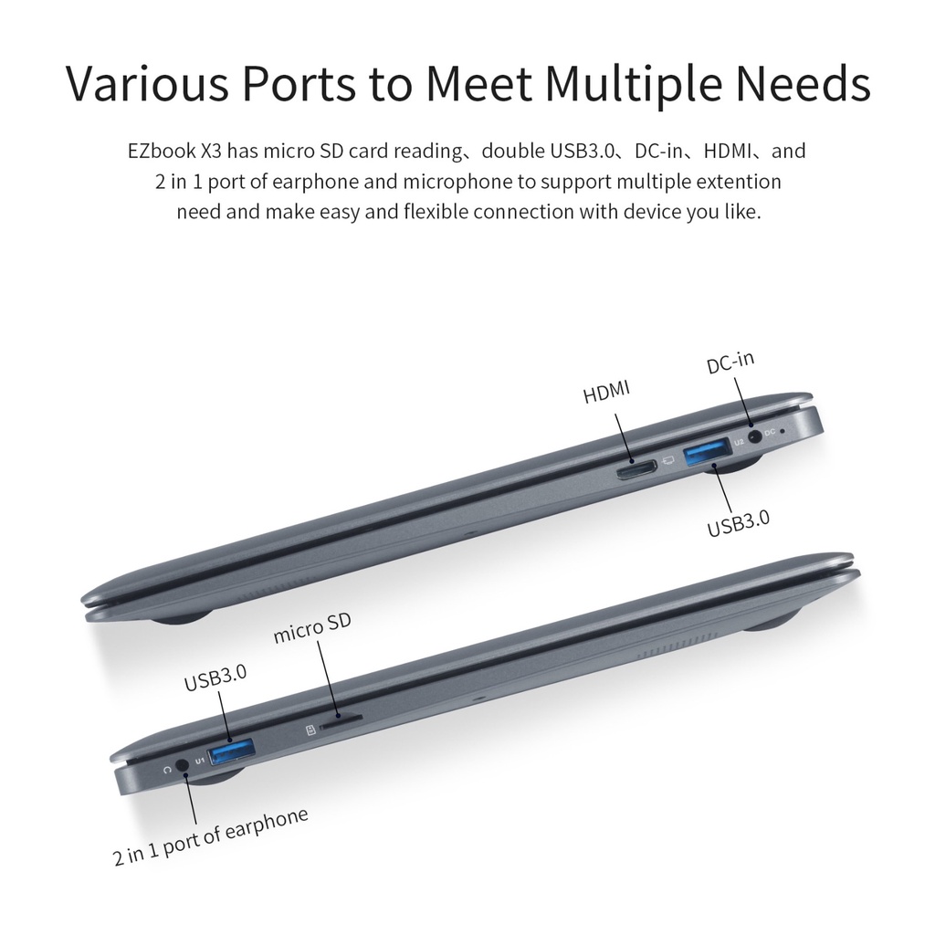 LAPTOP JUMPER EZBOOK X3 Ram 8GB SSD 256GB Layar 13.3&quot; FHD IPS WINDOWS 10 GREY