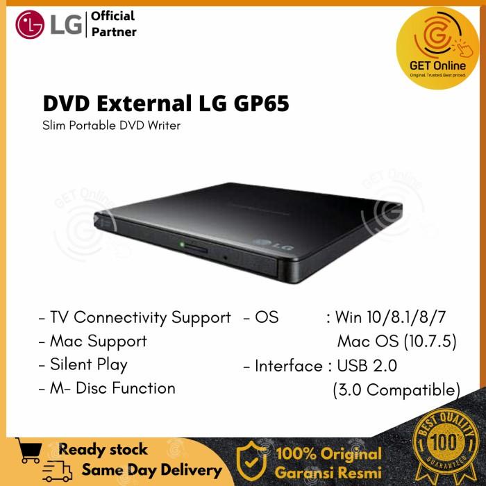 DVD RW External LG Slim GP65 / DVD RW Eksternal LG / Optical Drive