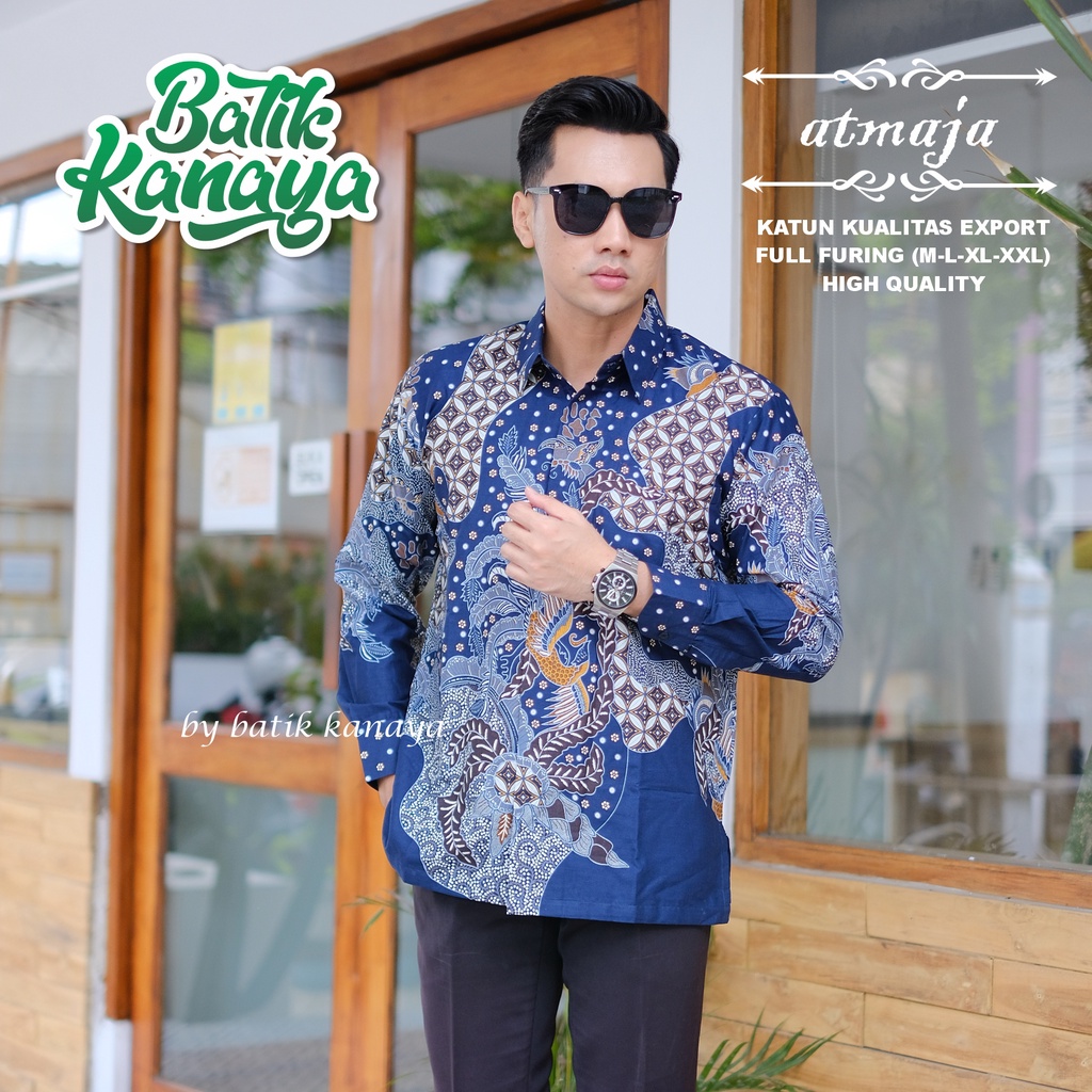 Kanaya - Kemeja Batik Pria Lengan Panjang Full Furing Bahan Katun Kualitas Ekspor ATMAJA