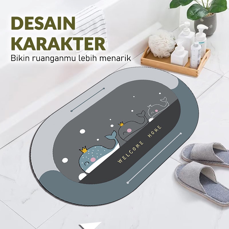 Keset Lantai Oval Karakter Keset Lantai Tebal Ukuran 40cm x 60cm Keset Kaki Karakter Lucu Bahan Tufted Nylon Kualitas Terbaru | XDD2 Luckyfortuna