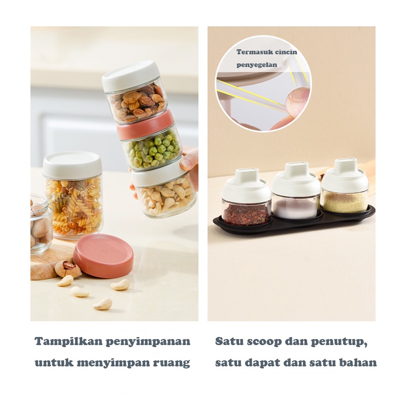 Mi.more 11Pcs/Paket Bumbu Dapur Set Dengan Rak Seasoning Jar Storage Set with Rack / Rak Dapur Set Dengan Botol