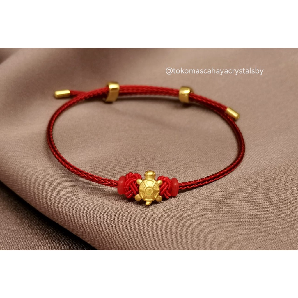 Gelang Charm Kura Kura Emas kadar 24k HK Hongkong 999% 999 &amp; Gelang Serut (Pandora / Kepang)