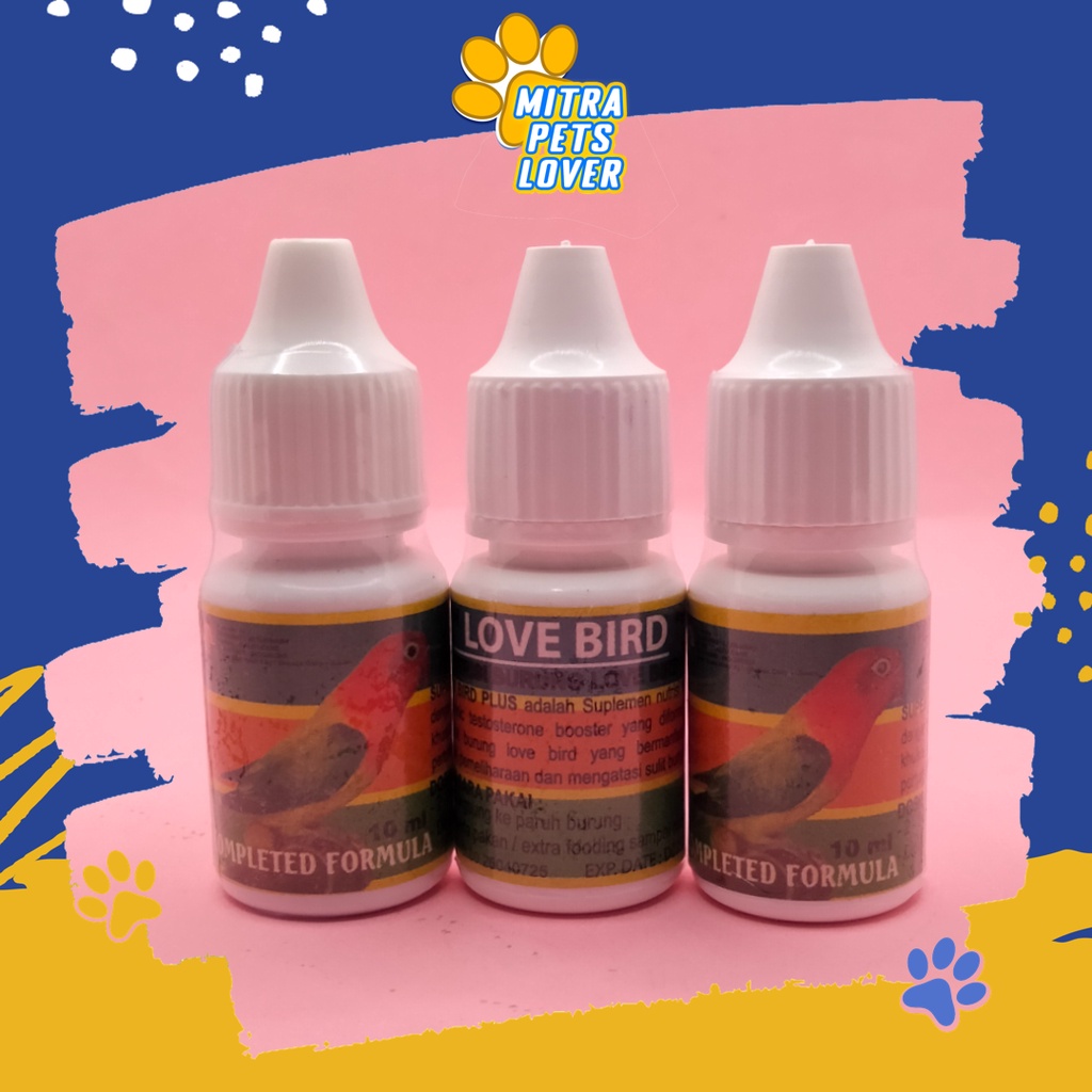 SUPLEMEN NUTRISI BURUNG LOVEBIRD - LOVE BIRD 10 ML - SUPLEMEN NUTRISI DAN GIZI ORGANIK HERBAL UNTUK PERTUMBUHAN PEMELIHARAAN DAN MENGATASI SULIT BUNYI BERKUALITAS MURAH ORIGINAL ASLI TAMASINDO OBAT KESEHATAN &amp;  VITAMIN TERNAK HEWAN  MITRAPETLOVER
