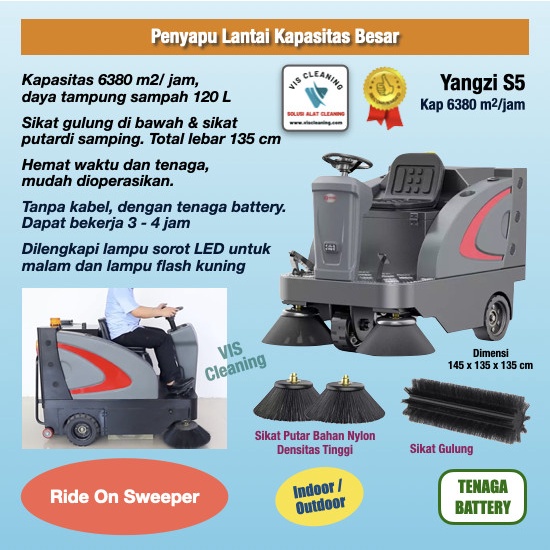 Ride On Sweeper YZ S5 (Mesin Penyapu tenaga Battery)