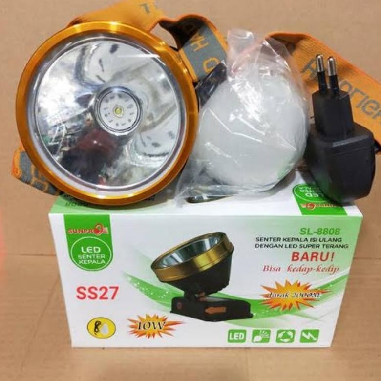 COD senter kepala LED 10watt  sunpro  Sl-8808 cahaya putih/kuning - cahaya putih