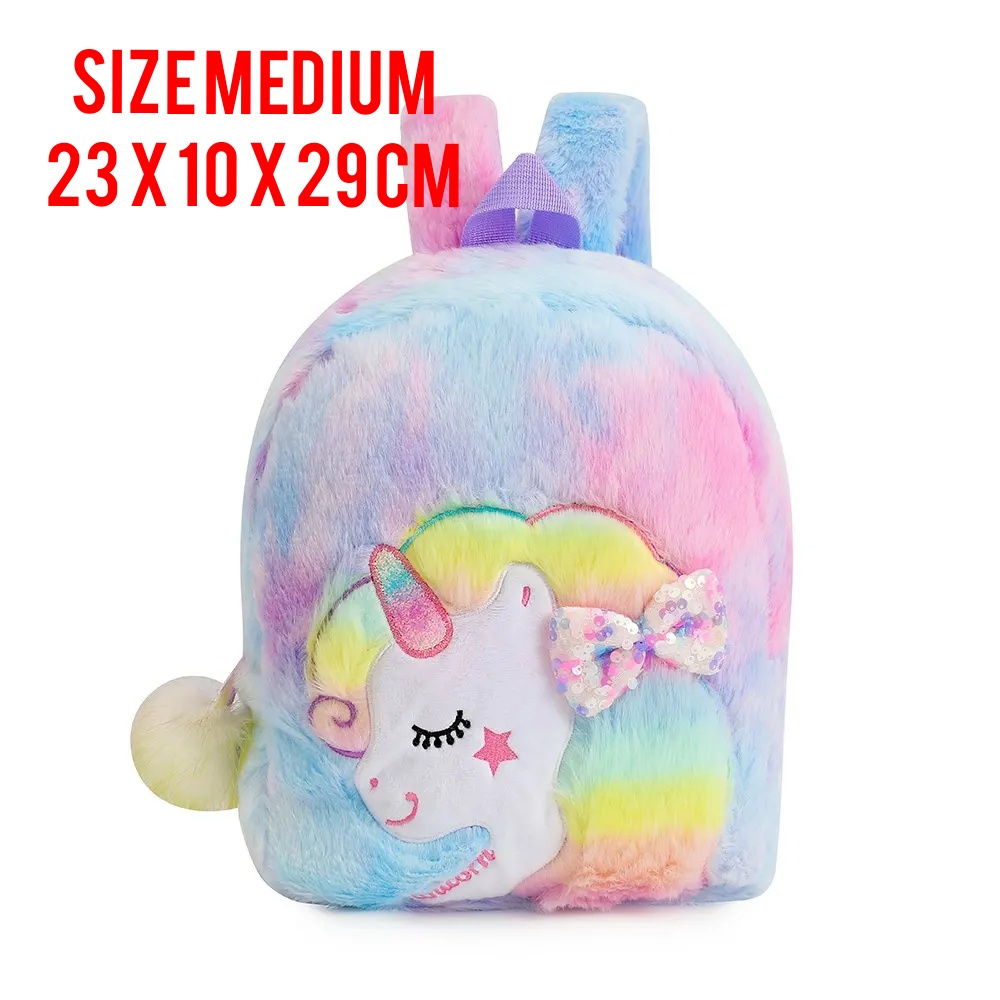 Tas Ransel Unicorn Fur Lembut Anak TK Paud kado ultah anak TK Tas sekolah paud bulu kado unicorn/TAS