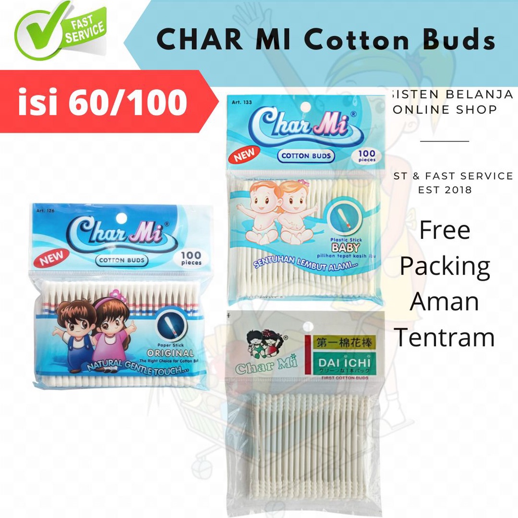 Char Mi Charmi Dai ichi First Cotton Bud Buds Baby Cotton Buds Refill 60 / 100 Sticks