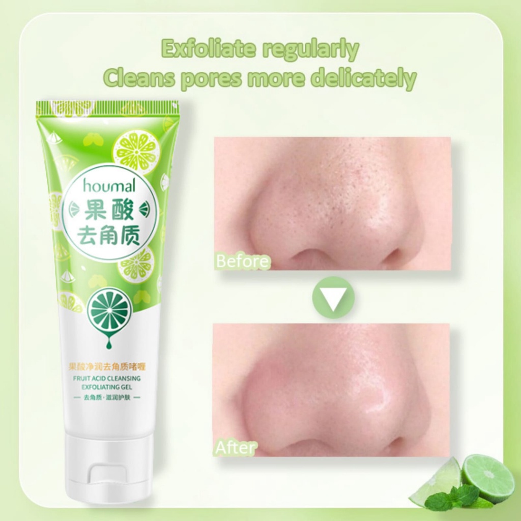 [ 80gr ] Houmal Fruit Acid Exfoliating Gel 80 Gr Facial Glowing Blackhead Cleaner Peeling Gel