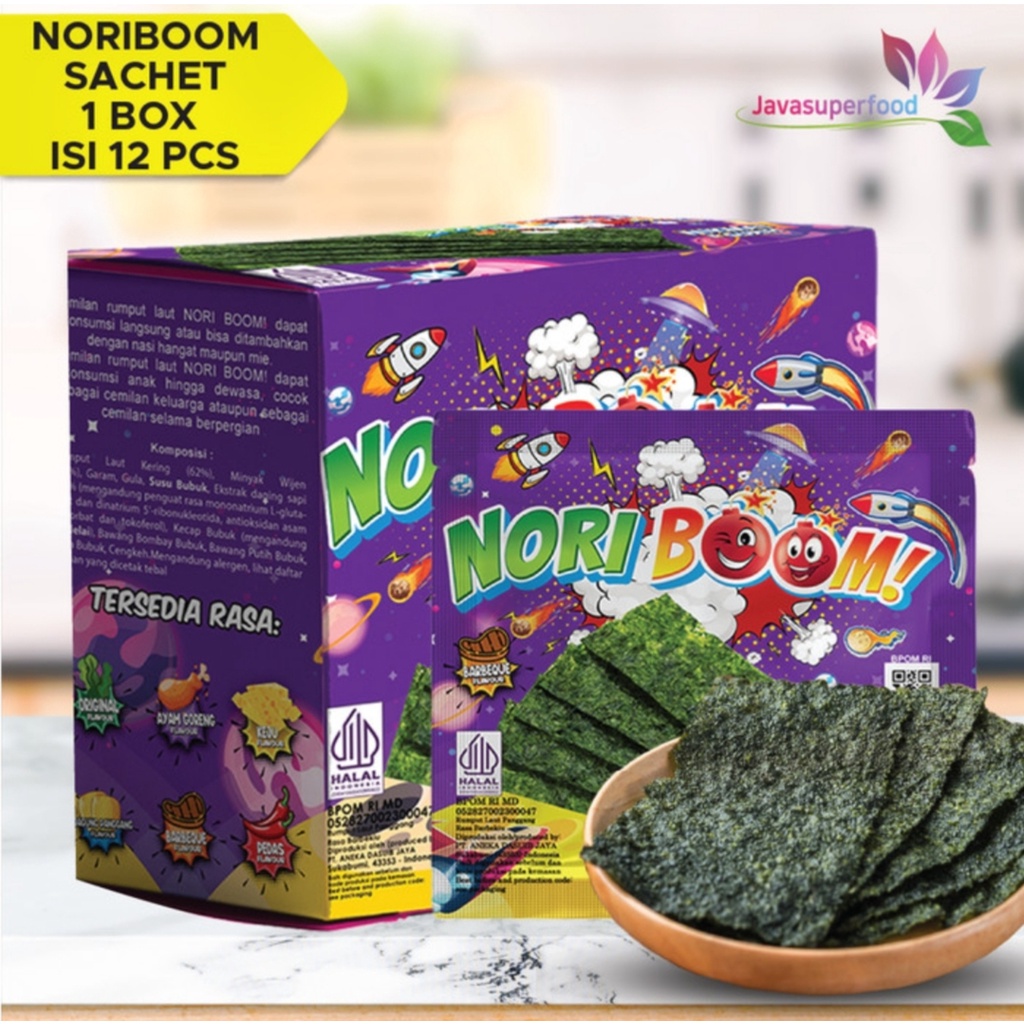 NoriBoom Rasa BBQ / Nori Sachet Seaweed Snack 3g Halal - BBQ / TAO KAE NOI