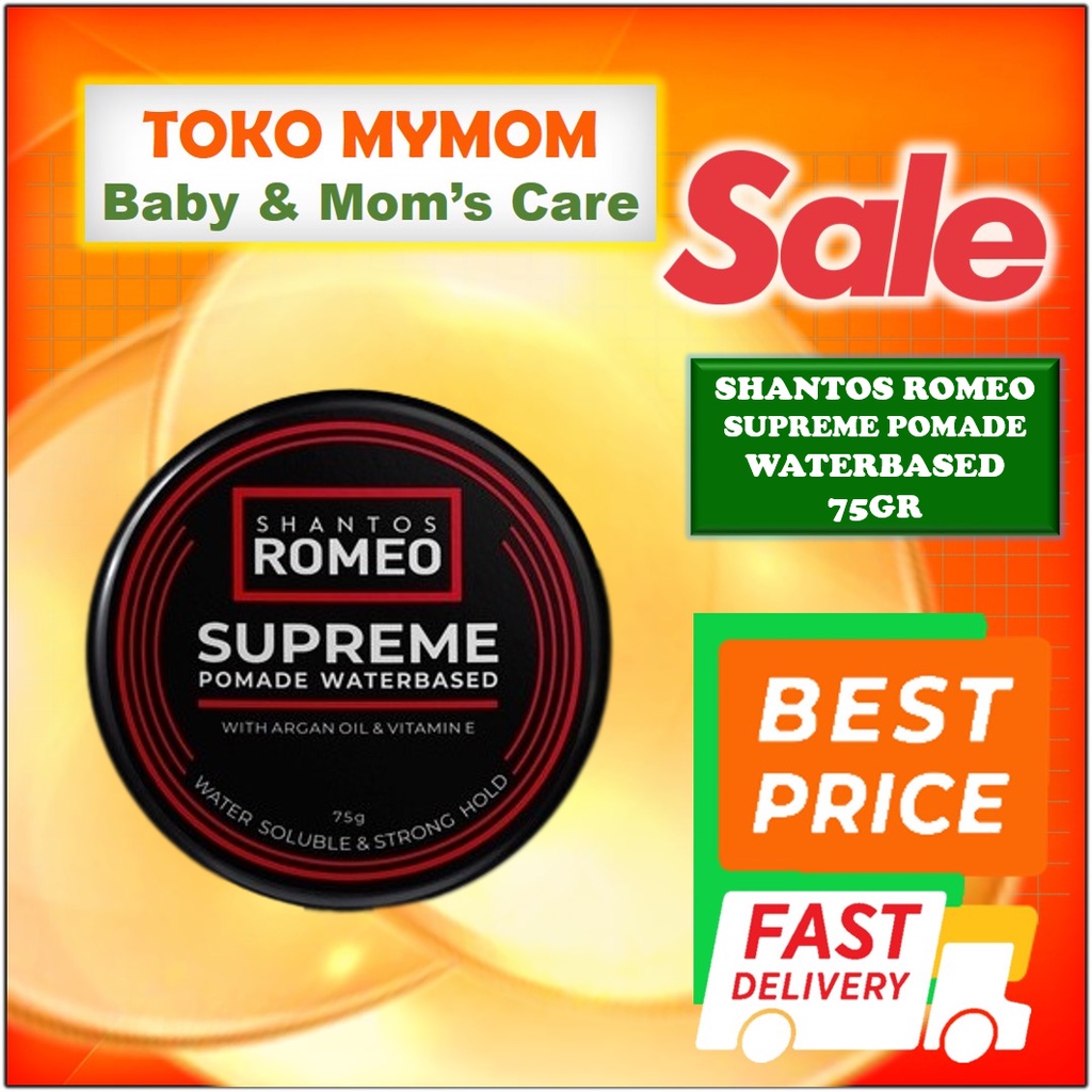 [BPOM] Shantos Romeo Supreme Pomade 75gr Waterbased Oilbased with Argan Oil &amp; Vitamin E / Styling Rambut / Pomed Rambut / Gel Rambut / MYMOM