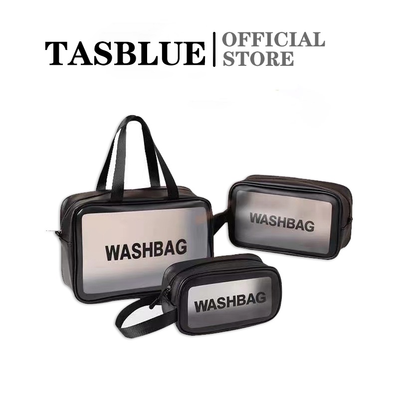 TASBLUE Tas Kosmetik Plastik Portable Model Transparan Bahan Plastik Untuk Travel Anti Air T20 PerjalananPortabel Keluar  Tas Kosmetik Berkapasitas Besar  Tas Penyimpanan Perlengkapan Mandi Tahan Air