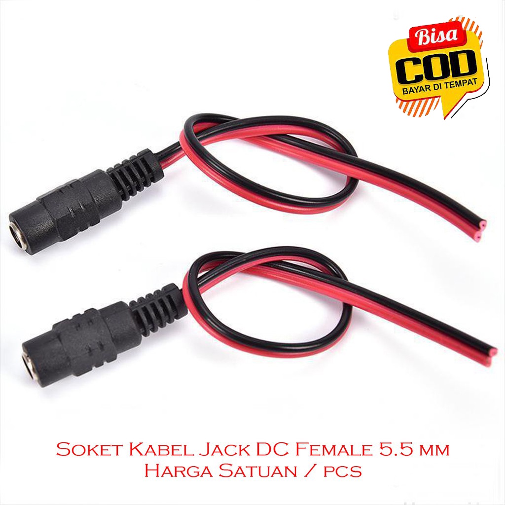 Soket Kabel Jack DC Female 5.5 mm Kabel 25 cm Power Supply Trafo CCTV dan lain-lain Murah
