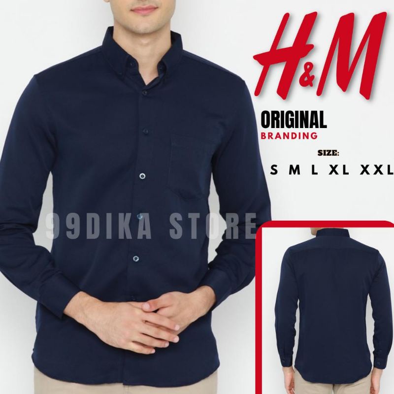 Baju Kemeja Lengan Panjang Premium  Kemeja Polos HM Pria Terlaris  Atasan Slimfit Pria