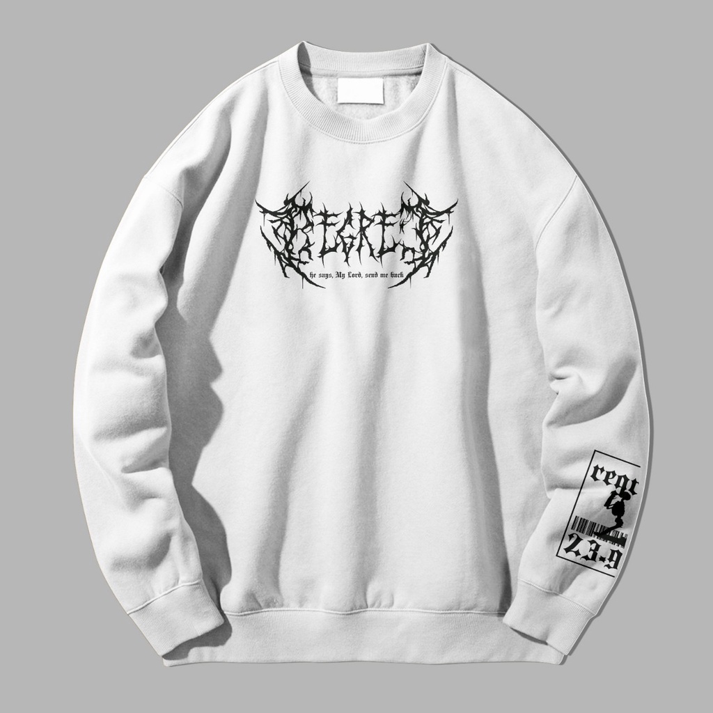 Crewneck Basic Musik Metal Hitam font Putih || METAL Regret Sweater Hoodie|| Sweater Distro Crewneck Wanita pria Oversize (Unisex)