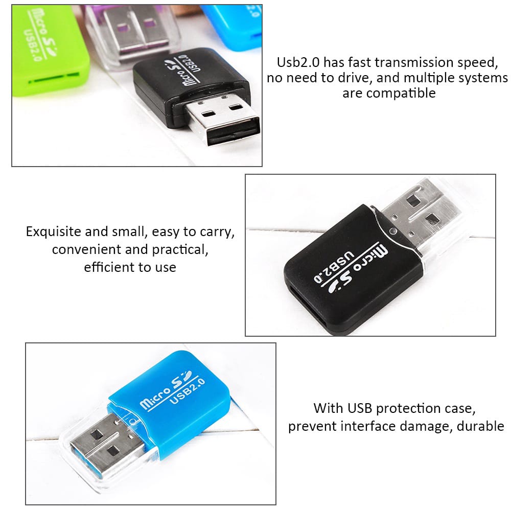 Portable Mini Card Reader USB 2.0 Micro SD Memory Card Reader Adapter Flash Drive For Tablet