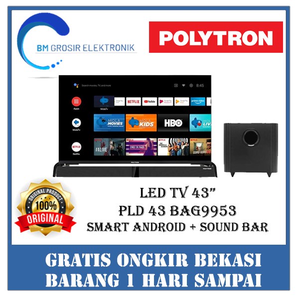 POLYTRON PLD 43BAG9953 / PLD-43BAG9953 TELEVISI SMART TV LED 43 INCH